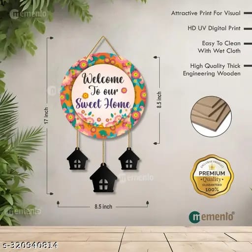 Welcome to Our Sweet Home – Floral Wooden Hanging Wall Decor