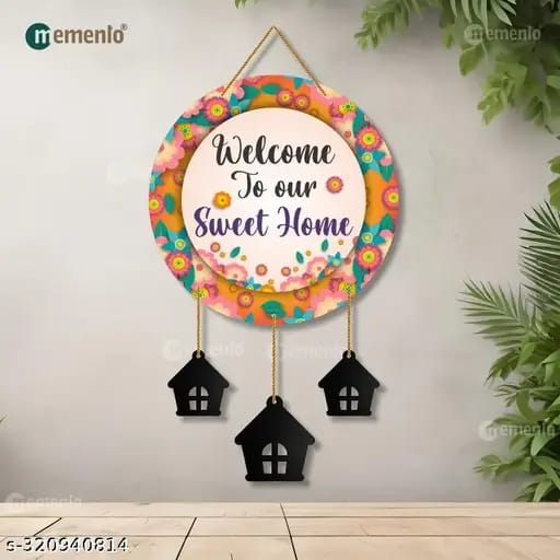 Welcome to Our Sweet Home – Floral Wooden Hanging Wall Decor