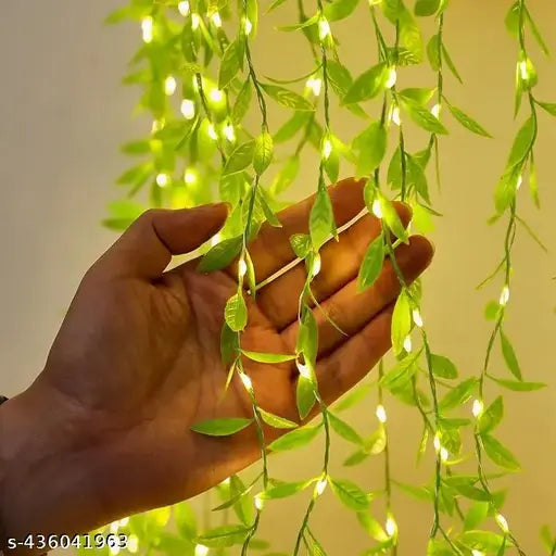 🌿 Artificial Leaf Curtain String Light with 8 Modes Remote Control (10x3 Feet, Warm White)